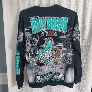 Iron Horse Saloon Black Fire Long Sleeve T Shirt Medium NEW